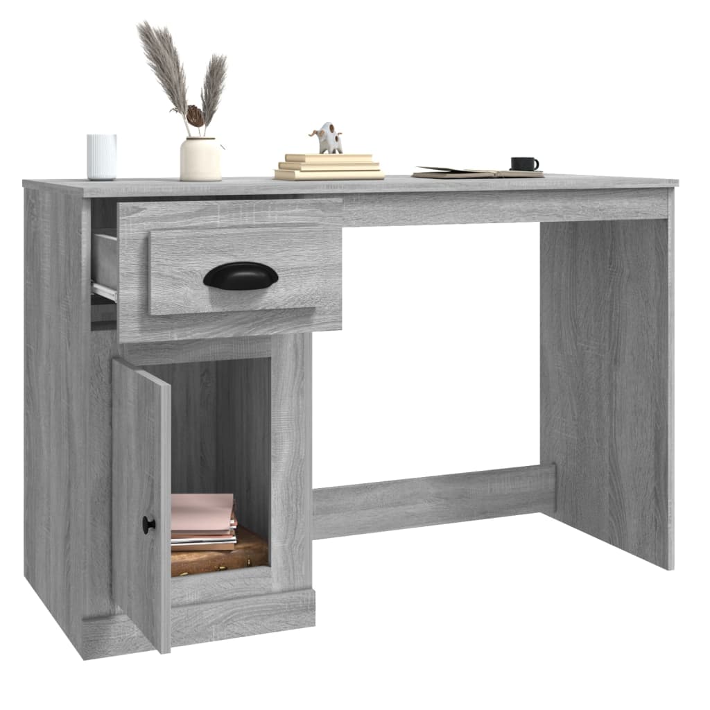 Bureau met lade 115x50x75 cm bewerkt hout grijs sonoma eiken