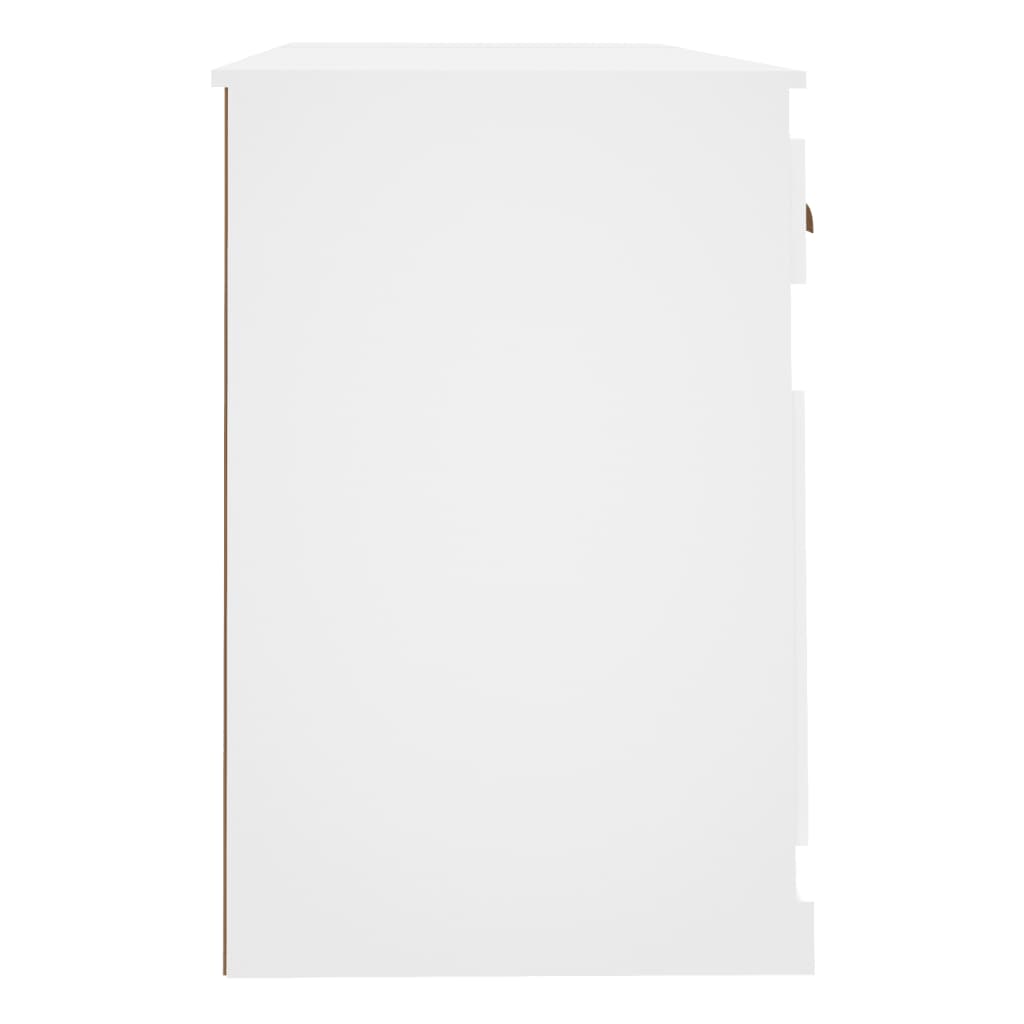 Bureau met kast bewerkt hout wit