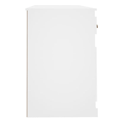 Bureau met kast bewerkt hout wit