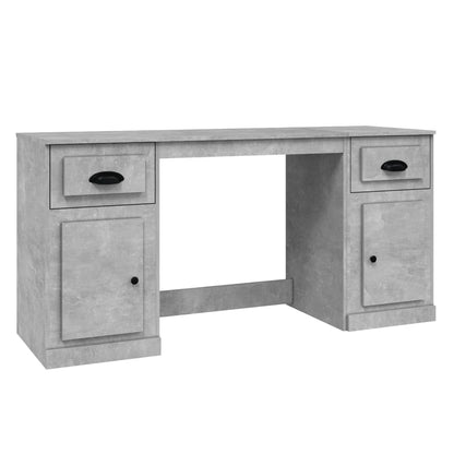 Desk with cabinet, processed wood, concrete gray