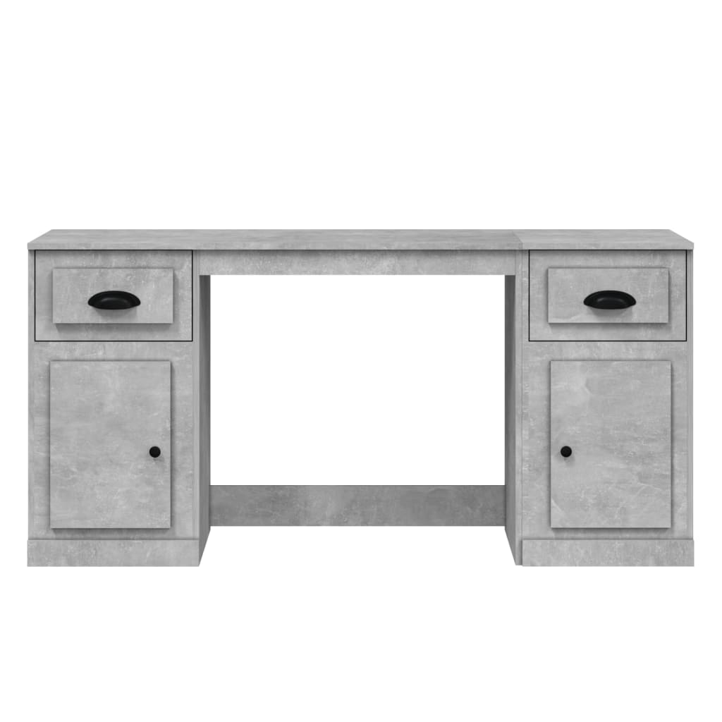 Desk with cabinet, processed wood, concrete gray