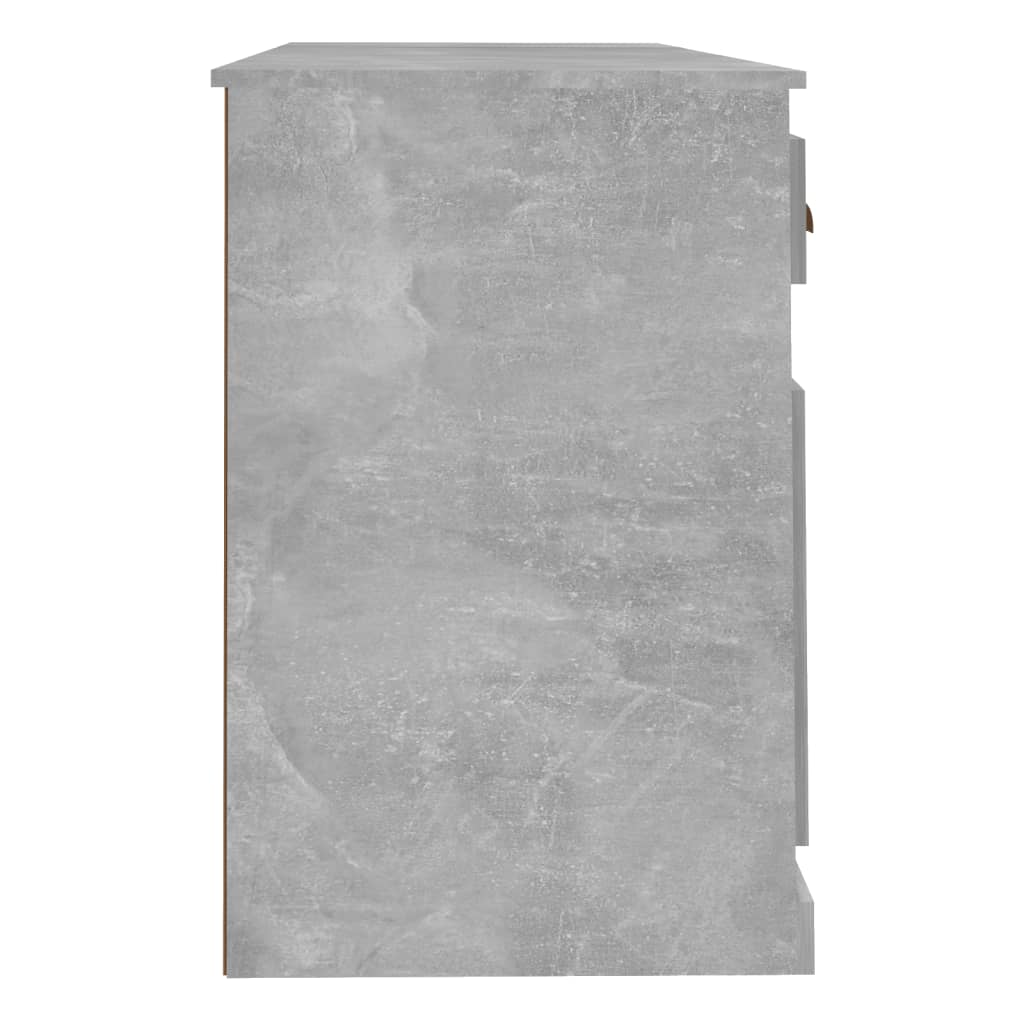 Desk with cabinet, processed wood, concrete gray