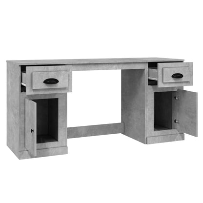 Desk with cabinet, processed wood, concrete gray