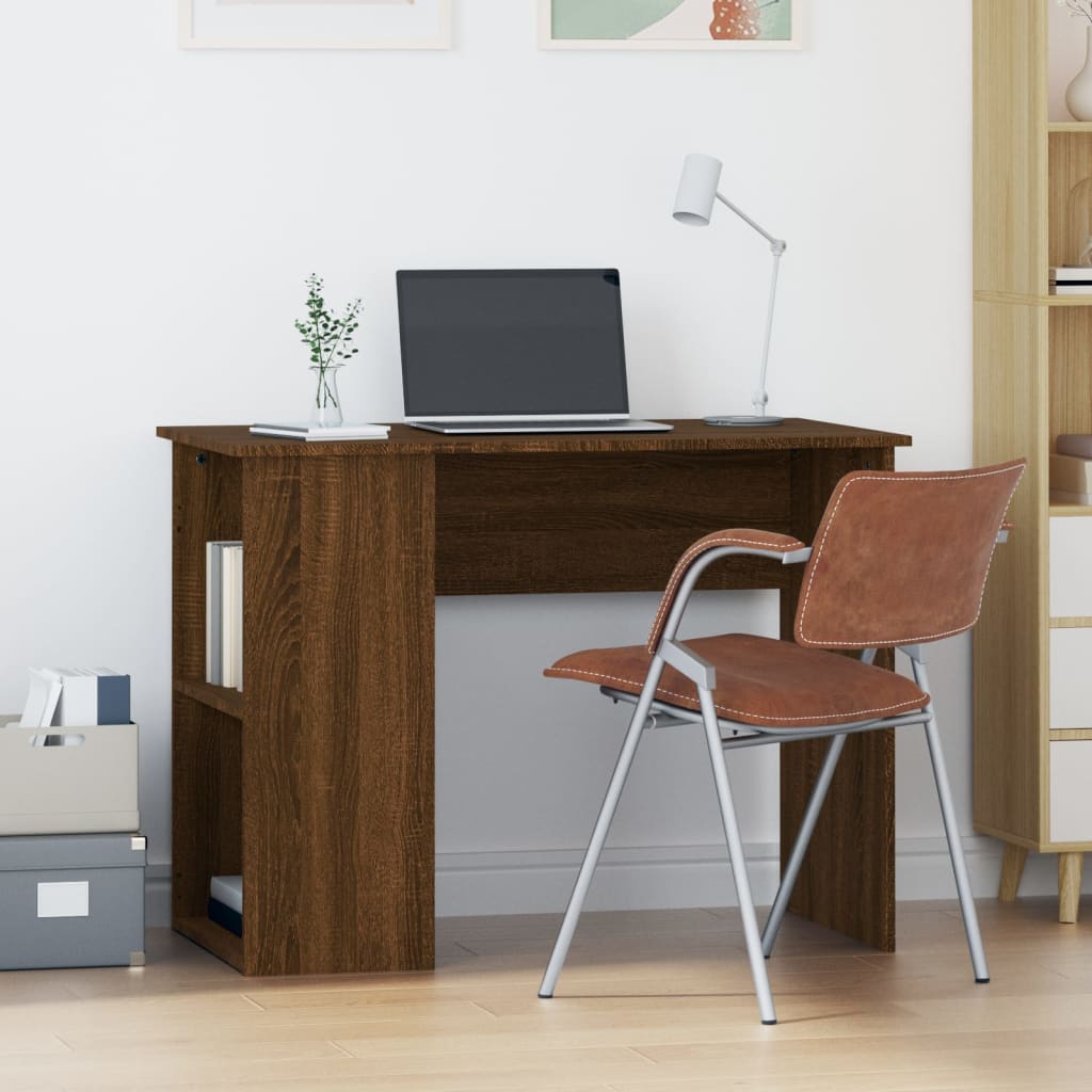 Desk 100x55x75 cm processed wood brown oak color
