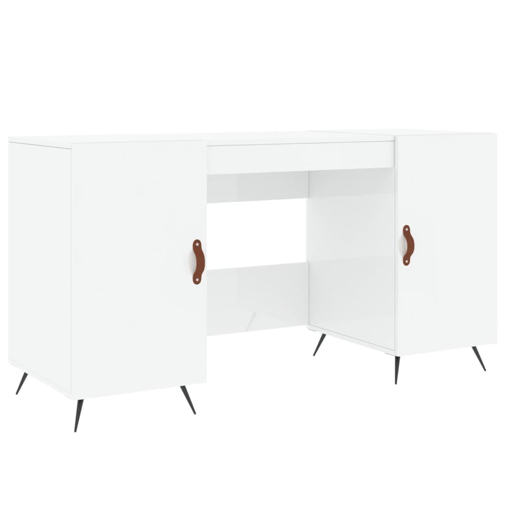 Desk 140x50x75 cm processed wood high-gloss white