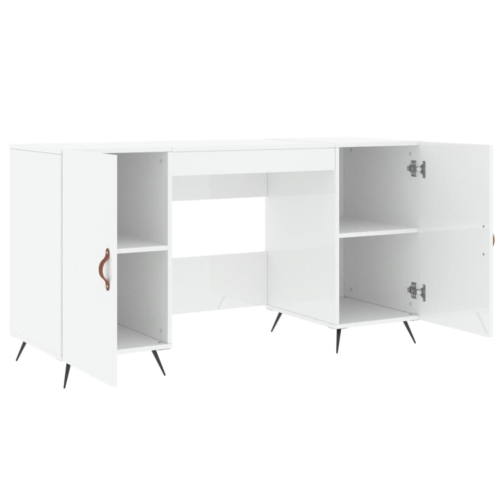 Desk 140x50x75 cm processed wood high-gloss white