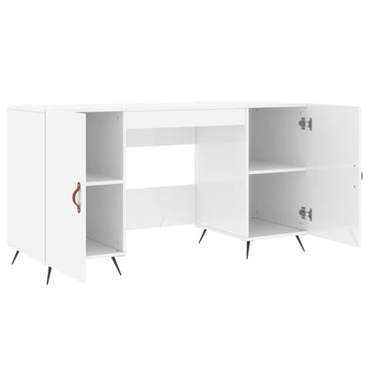 Desk 140x50x75 cm processed wood high-gloss white