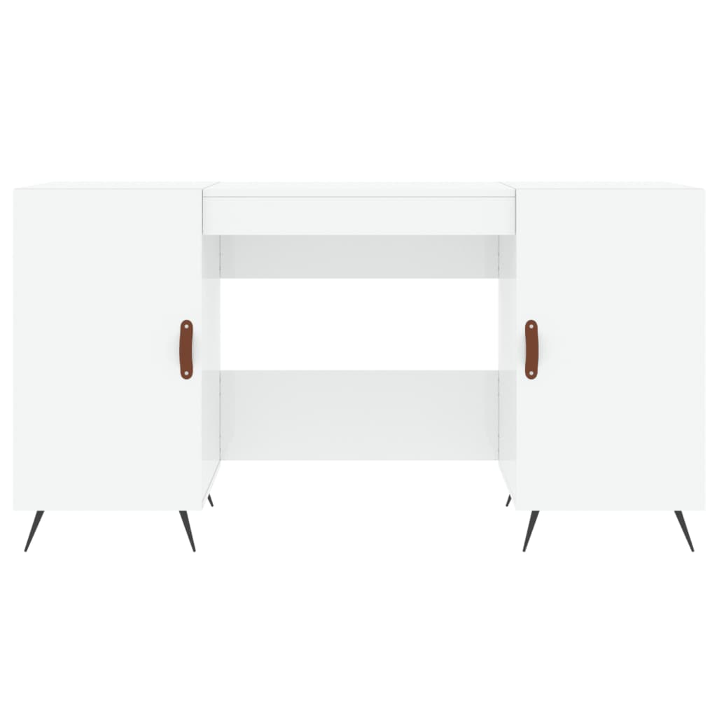 Desk 140x50x75 cm processed wood high-gloss white