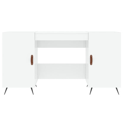 Desk 140x50x75 cm processed wood high-gloss white