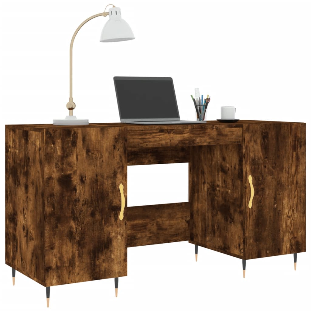 Desk 140x50x75 cm processed wood smoked oak color
