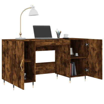 Desk 140x50x75 cm processed wood smoked oak color