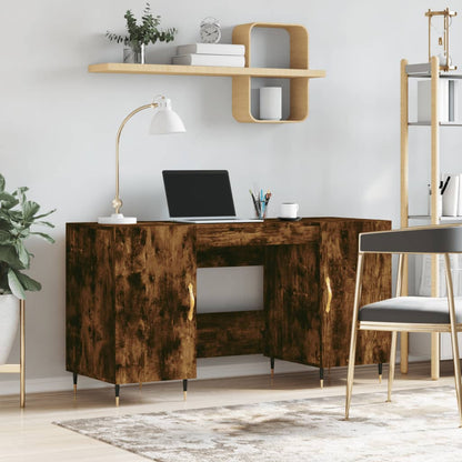 Desk 140x50x75 cm processed wood smoked oak color