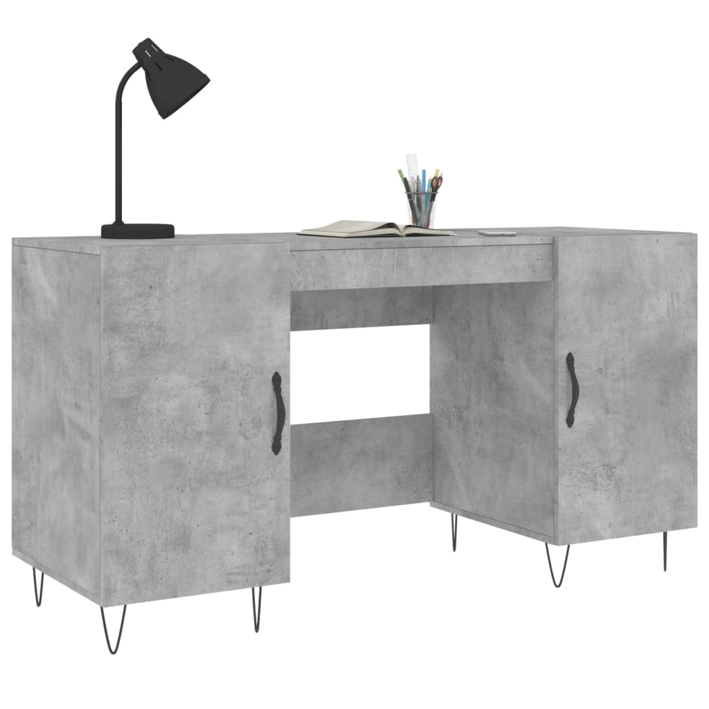 Desk 140x50x75 cm processed wood concrete gray