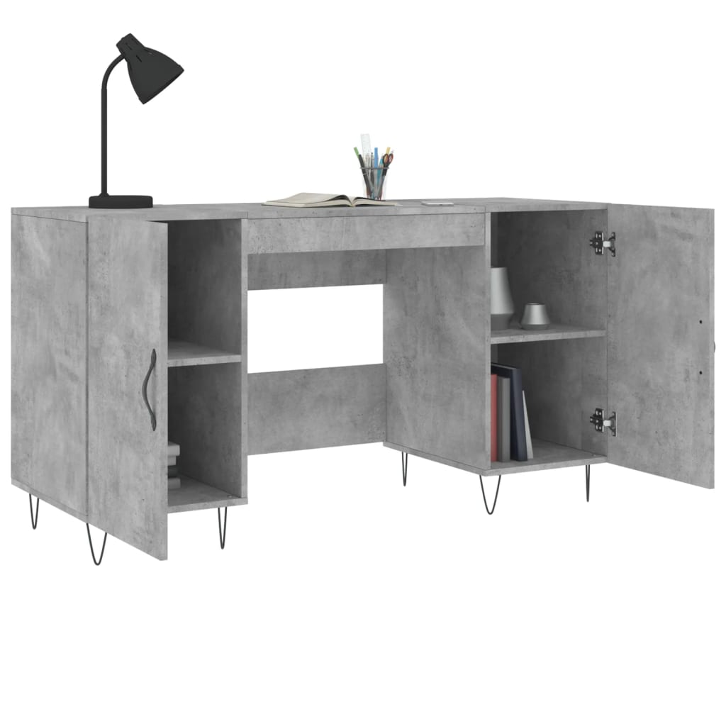 Desk 140x50x75 cm processed wood concrete gray