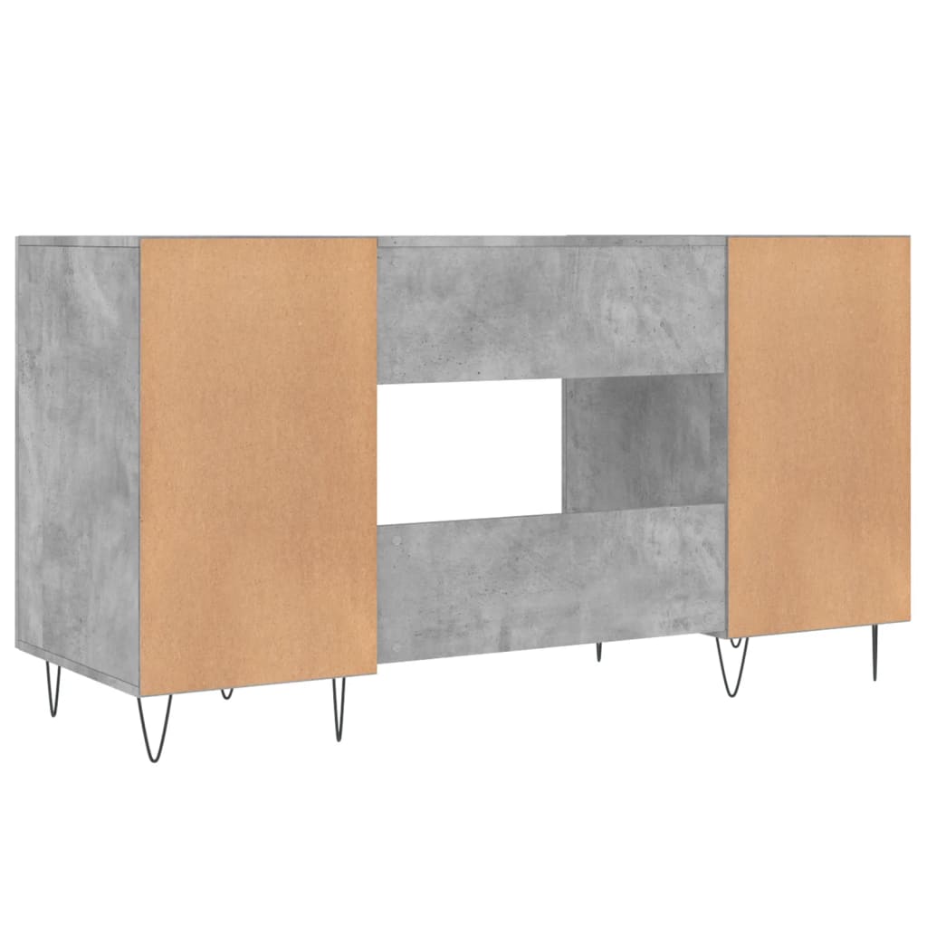 Desk 140x50x75 cm processed wood concrete gray