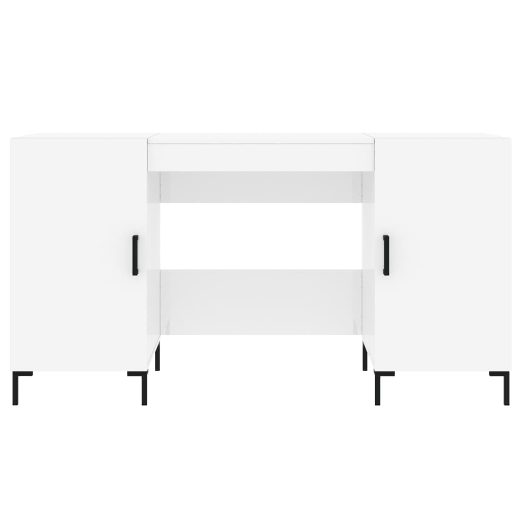 Desk 140x50x75 cm processed wood high-gloss white