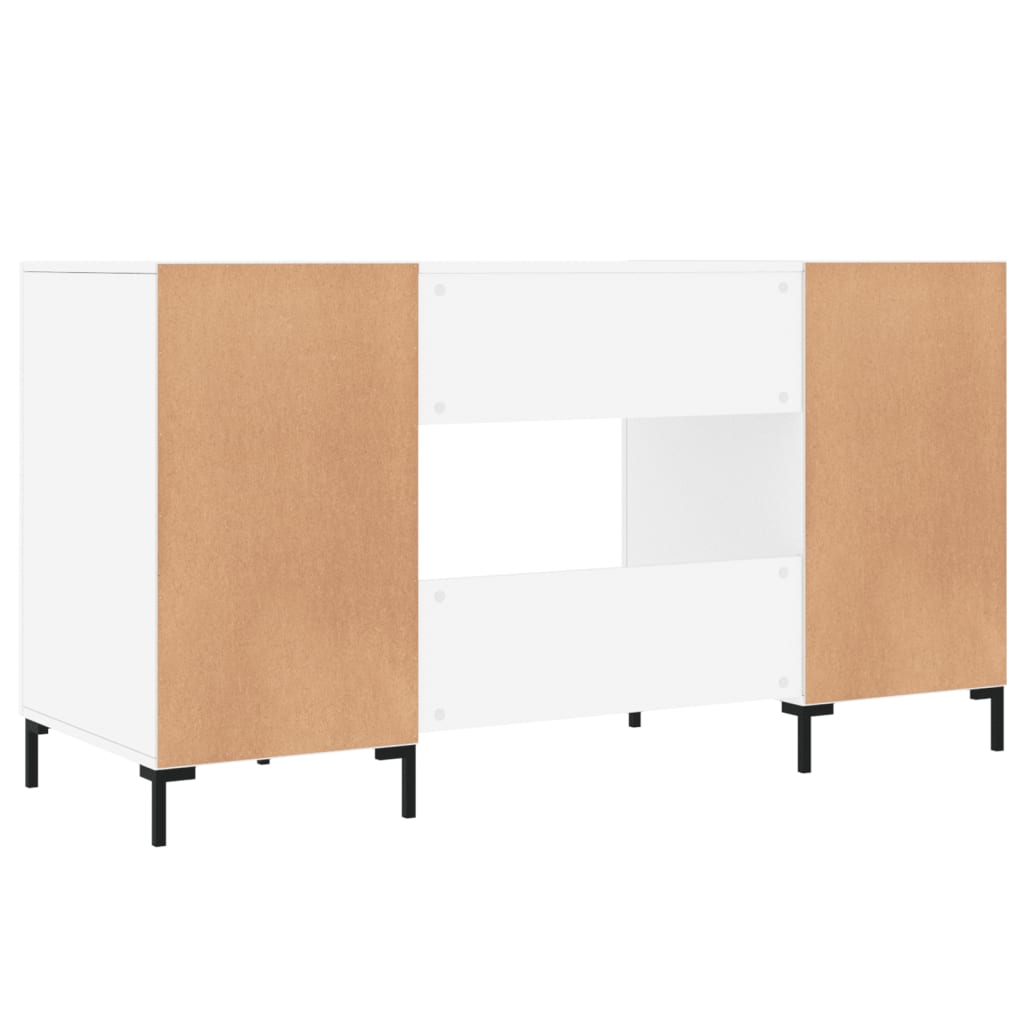Desk 140x50x75 cm processed wood high-gloss white