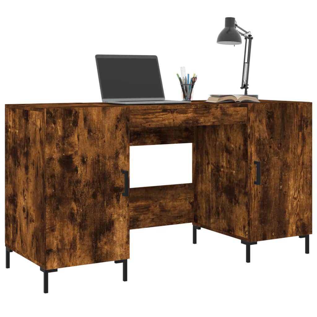 Desk 140x50x75 cm processed wood smoked oak color