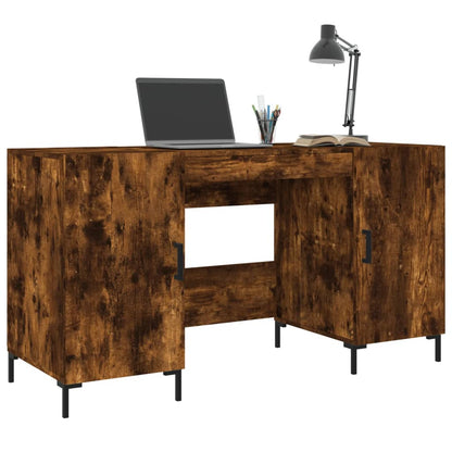 Desk 140x50x75 cm processed wood smoked oak color