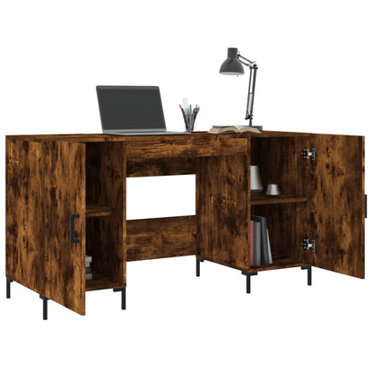 Desk 140x50x75 cm processed wood smoked oak color
