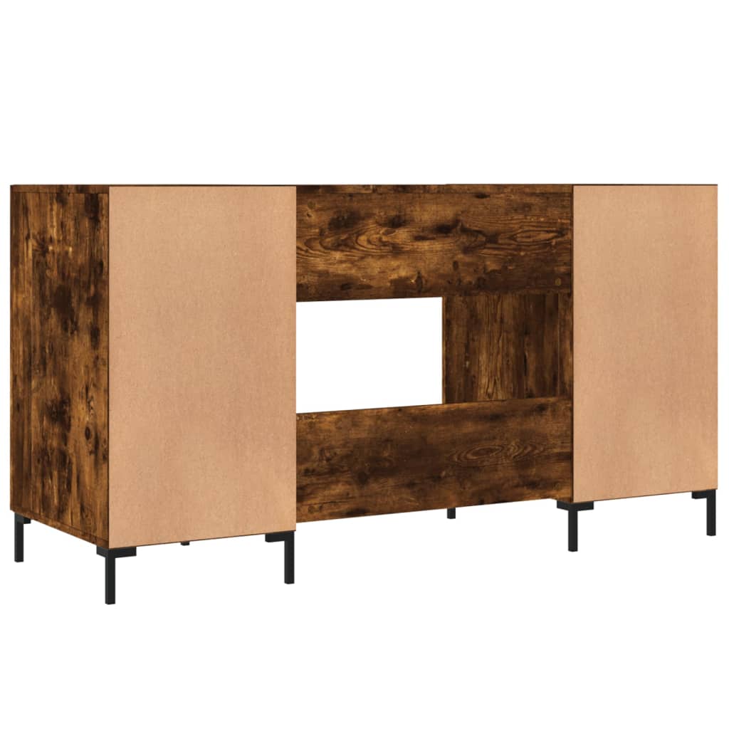 Desk 140x50x75 cm processed wood smoked oak color