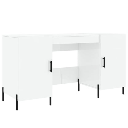 Desk 140x50x75 cm processed wood high-gloss white