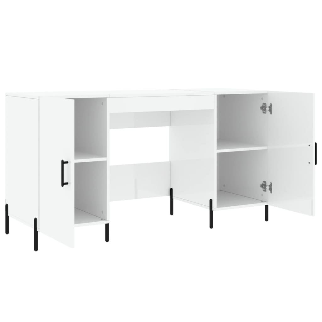 Desk 140x50x75 cm processed wood high-gloss white