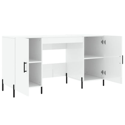 Desk 140x50x75 cm processed wood high-gloss white