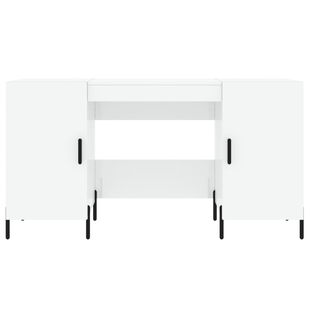 Desk 140x50x75 cm processed wood high-gloss white