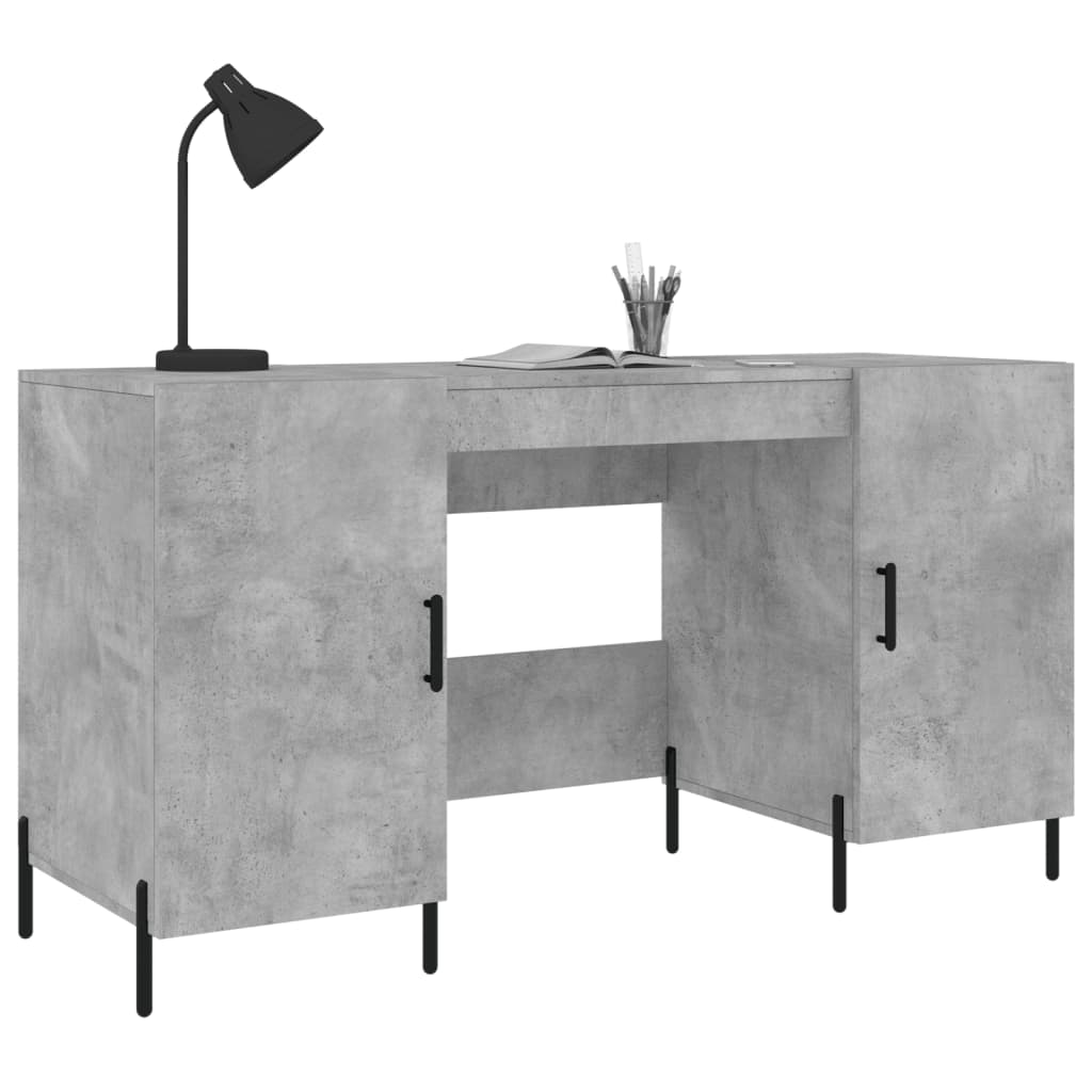 Desk 140x50x75 cm processed wood concrete gray