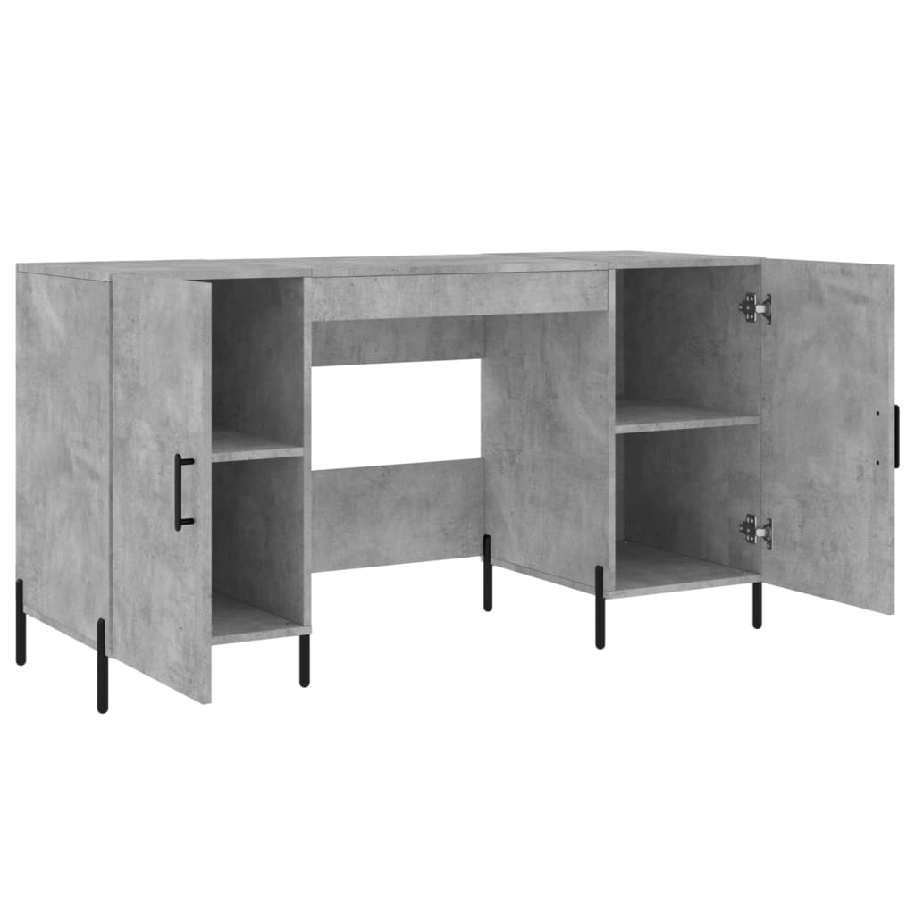 Desk 140x50x75 cm processed wood concrete gray