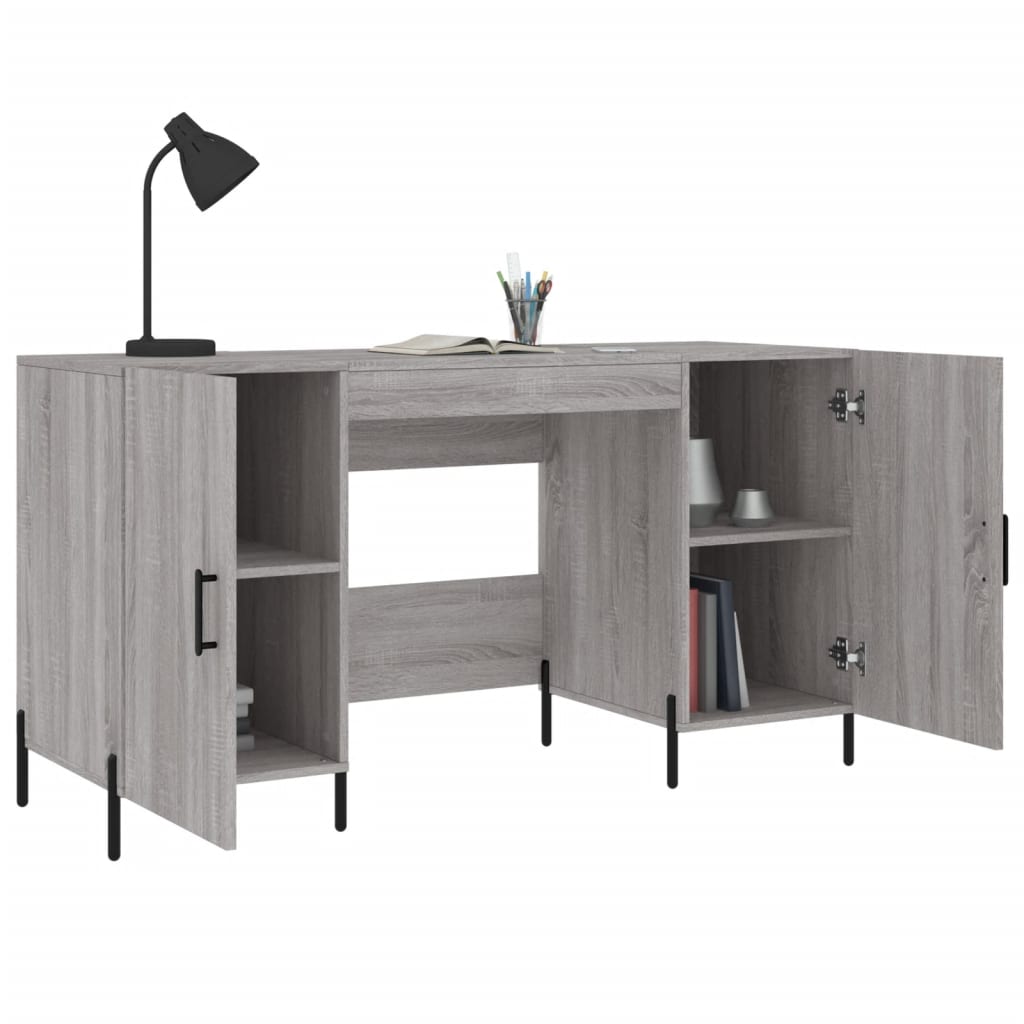 Bureau 140x50x75 cm bewerkt hout grijs sonoma eikenkleurig
