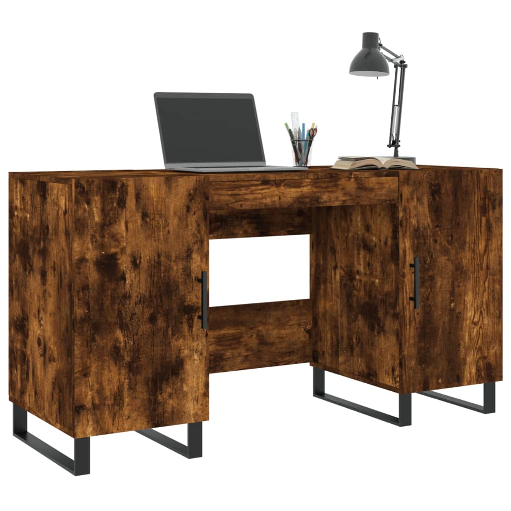 Desk 140x50x75 cm processed wood smoked oak color