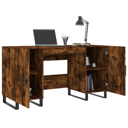 Desk 140x50x75 cm processed wood smoked oak color