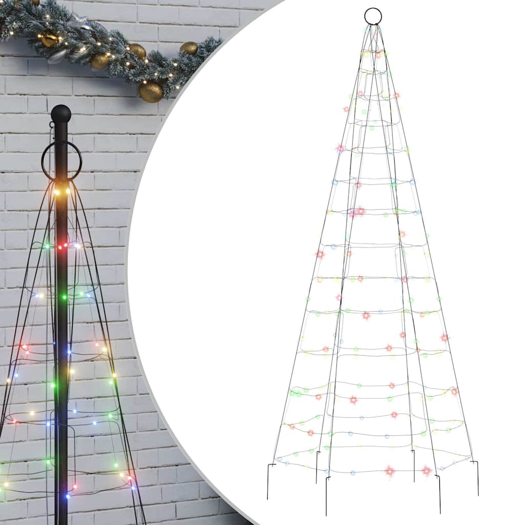 LED-kerstboom op vlaggenmast 200 LEDs kleurrijk 180 cm