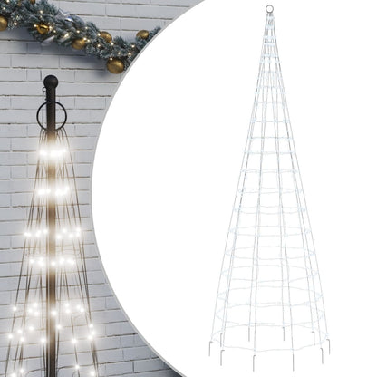 LED-kerstboom aan vlaggenmast 550 LEDs koud wit 300 cm