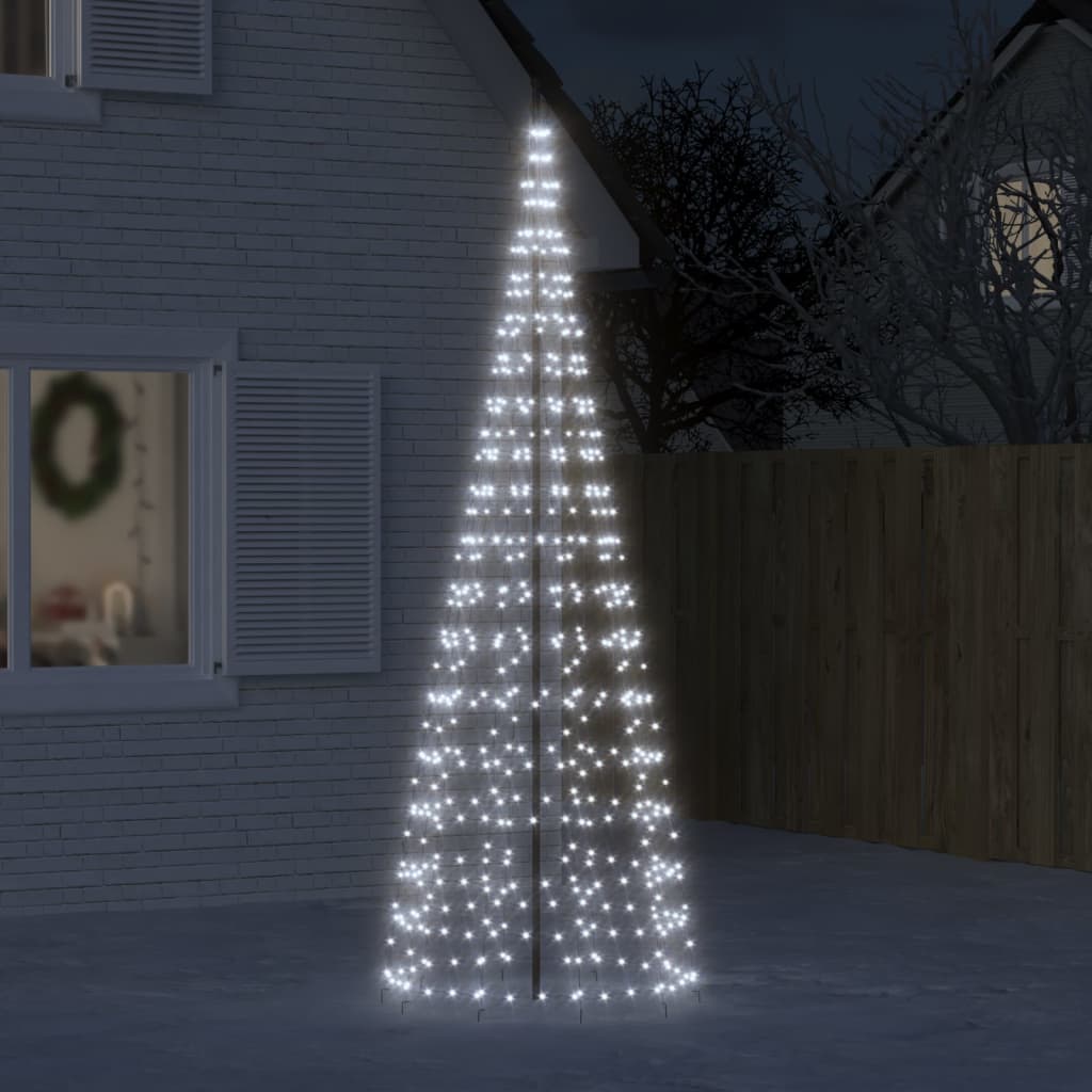 LED-kerstboom aan vlaggenmast 550 LEDs koud wit 300 cm