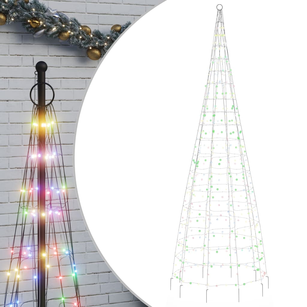 LED-kerstboom aan vlaggenmast 550 LEDs kleurrijk 300 cm