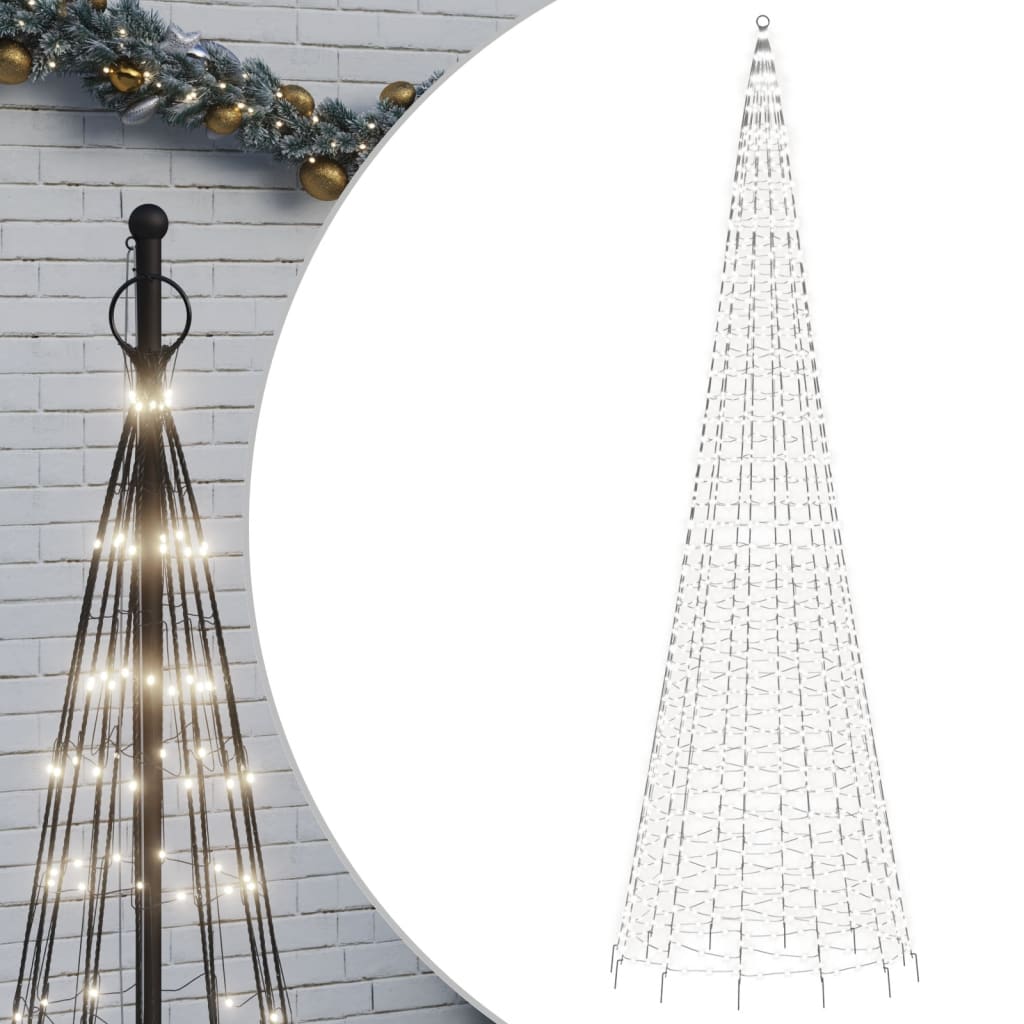 LED-kerstboom aan vlaggenmast 1534 LEDs koud wit 500 cm