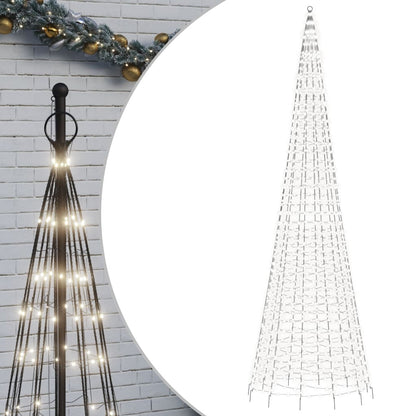 LED-kerstboom aan vlaggenmast 1534 LEDs koud wit 500 cm