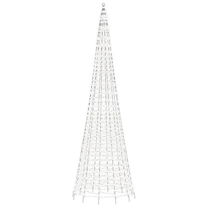 LED-kerstboom aan vlaggenmast 1534 LEDs koud wit 500 cm