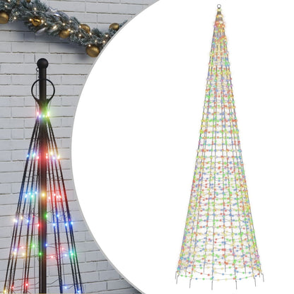 LED-kerstboom aan vlaggenmast 1534 LEDs kleurrijk 500 cm