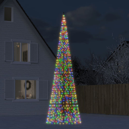 LED-kerstboom aan vlaggenmast 1534 LEDs kleurrijk 500 cm