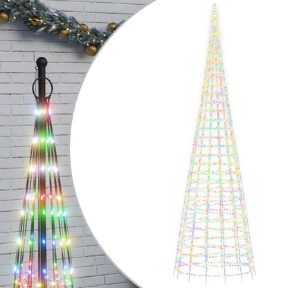 LED-kerstboom aan vlaggenmast 3000 LEDs kleurrijk 800 cm