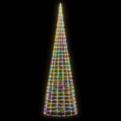 LED-kerstboom aan vlaggenmast 3000 LEDs kleurrijk 800 cm