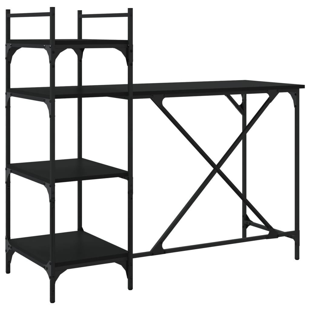 Computer desk with shelves 120x47x109 cm black