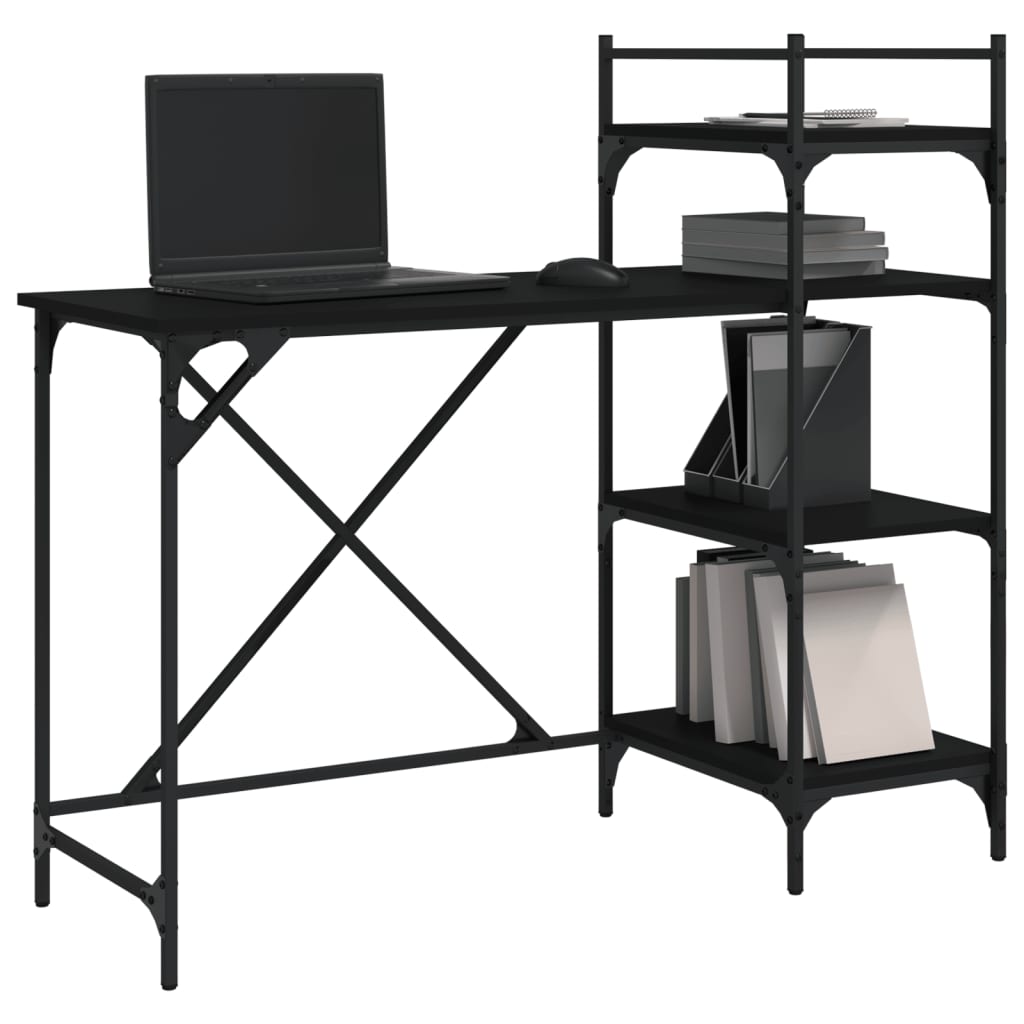 Computer desk with shelves 120x47x109 cm black