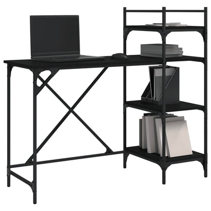 Computer desk with shelves 120x47x109 cm black
