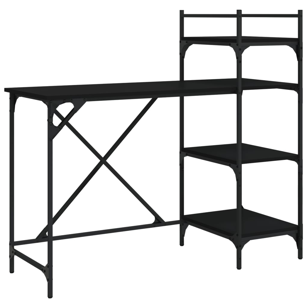 Computer desk with shelves 120x47x109 cm black