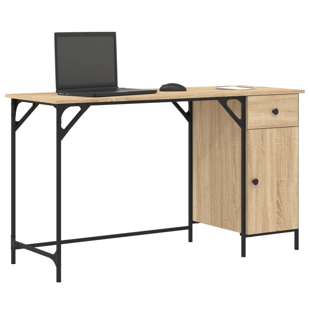Bureau 131x48x75 cm bewerkt hout sonoma eikenkleurig